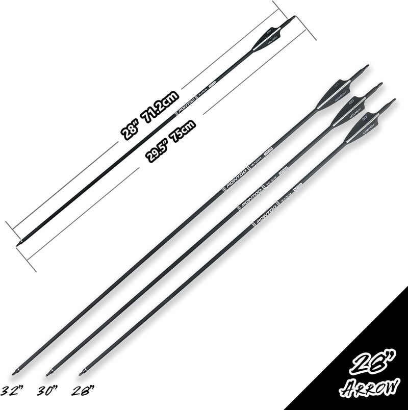 Pointdo 28"/30"/32inch Carbon Arrow Practice Hunting Arrows with Removable Tips for Compound & Recurve Bow(Pack of 12) - Image 2